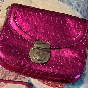 Nine West Metallic Magenta Circle-Embossed Crossbody